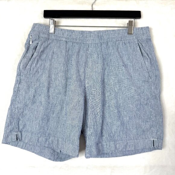 Abercrombie And Fitch Linen Blend Striped Drawstring 6" Shorts Mens L Blue White - Picture 1 of 6